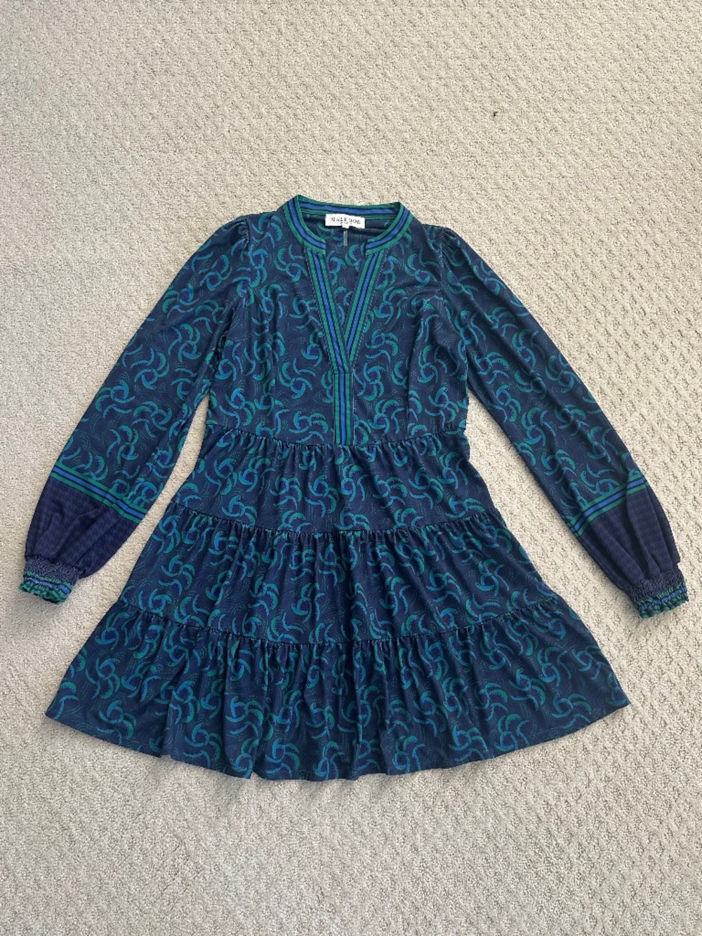 Hale Bob Matte Jersey Tiered Tunic Mini Dress Small Relaxed Feminine Boho Casual
